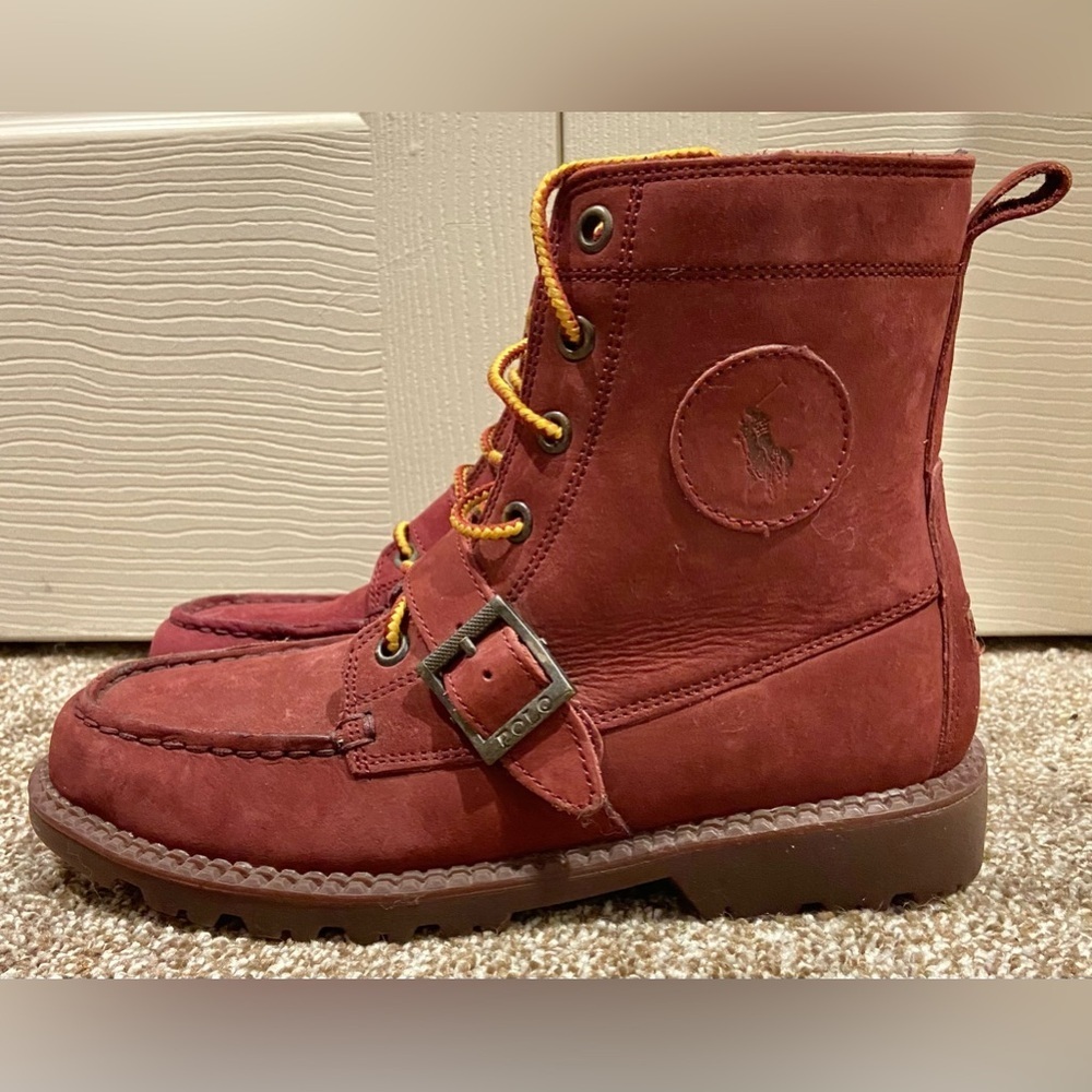 Ralph Lauren Polo Ranger Hi II Triple Burgundy Size 4